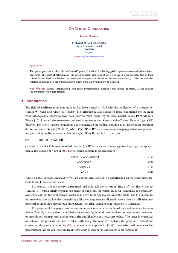 (PDF) Global Optimization
