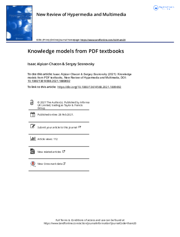 (PDF) Knowledge models from PDF textbooks