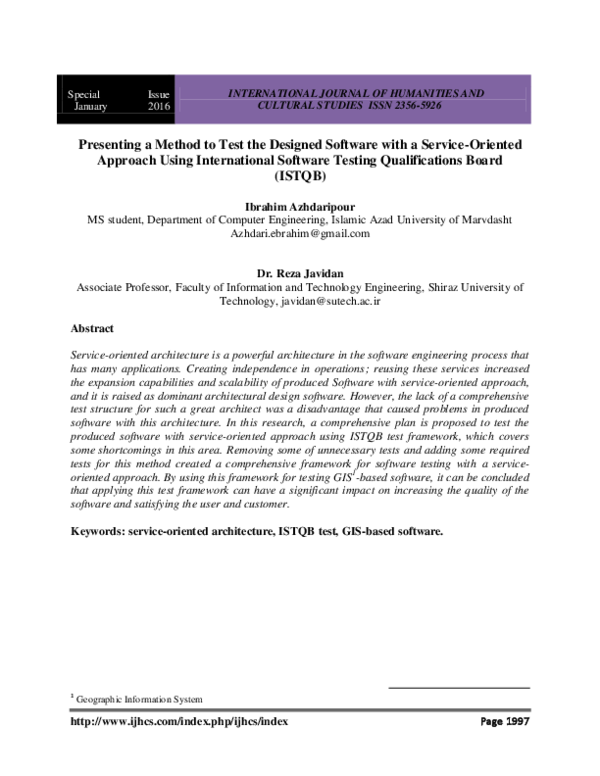 (PDF) Presenting a Method to Test the Designed Software with a Service ...