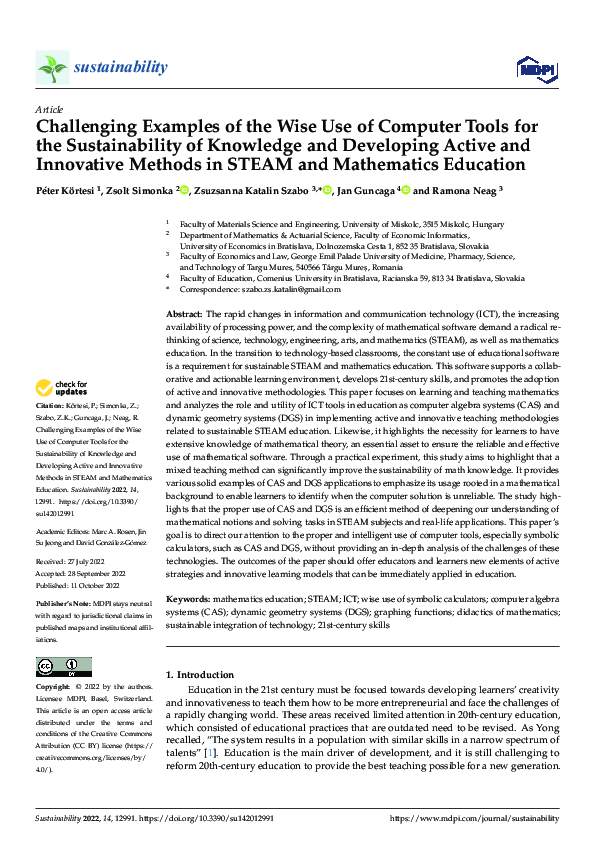 (PDF) Challenging Examples of the Wise Use of Computer Tools for the ...