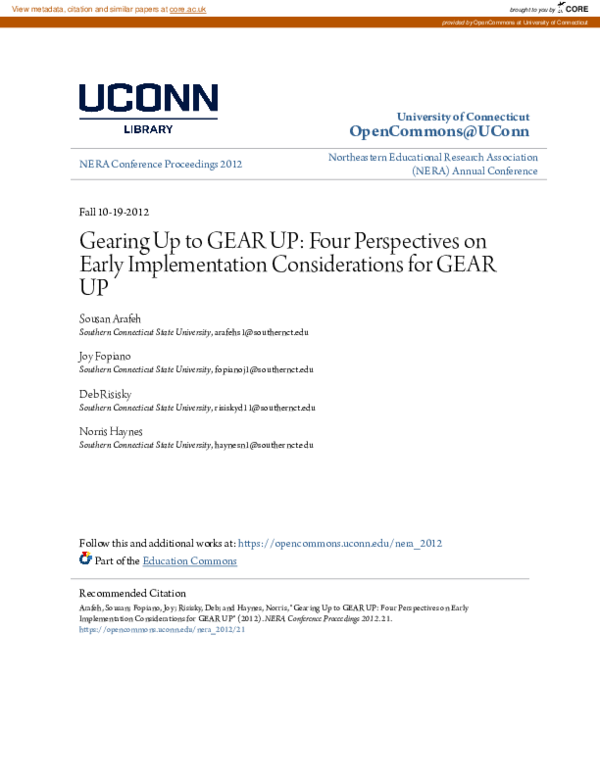 (PDF) Gearing Up to GEAR UP Four Perspectives on Early Implementation