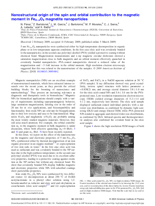 (PDF) Nanostructural origin of the spin and orbital contribution to the ...