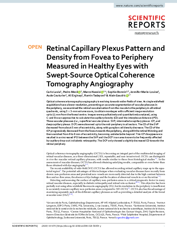 (PDF) Retinal Capillary Plexus Pattern and Density from Fovea to ...
