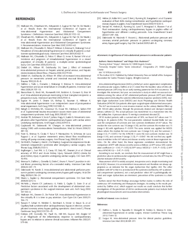 (PDF) Intra-abdominal Hypertension and Abdominal Compartment Syndrome