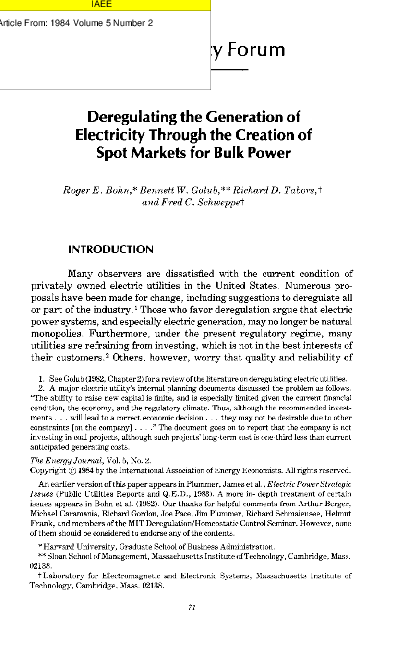 (PDF) Deregulating the Generation of Electricity Through the Creation ...