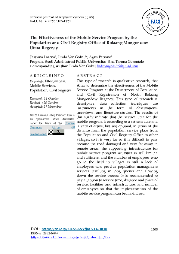 (PDF) The Effectiveness of the Mobile Service Program by the Population ...