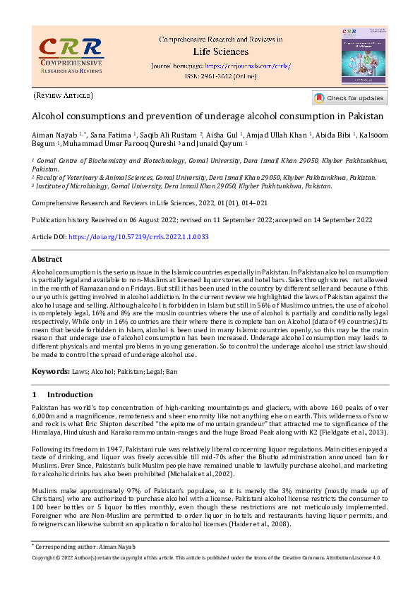 (PDF) Alcohol consumptions and prevention of underage alcohol