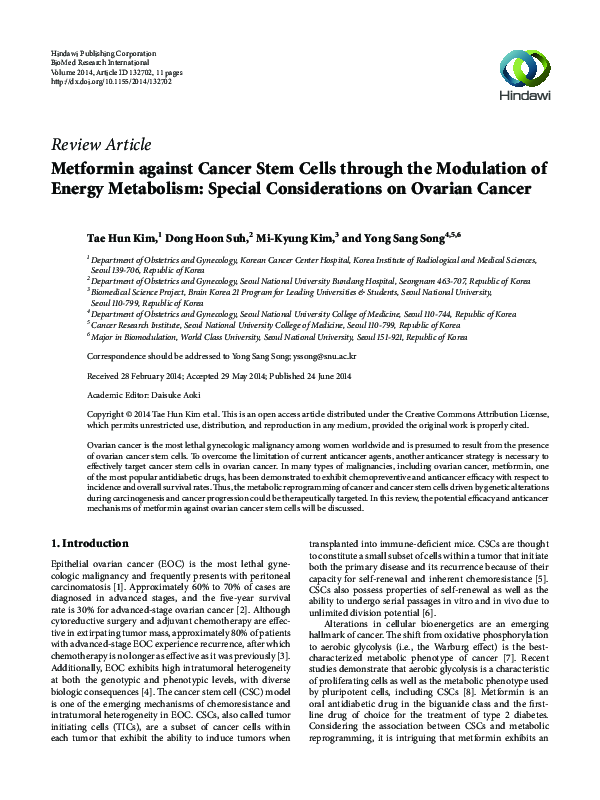 (PDF) Metformin against cancer stem cells through the modulation of ...