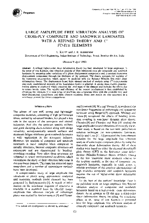 (PDF) Large amplitude free vibration analysis of cross-ply composite ...