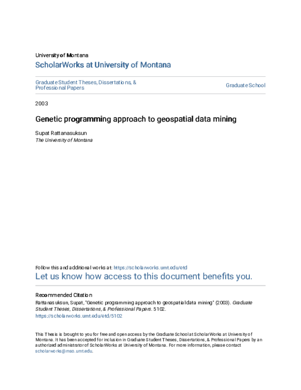 (PDF) Genetic programming approach to geospatial data mining