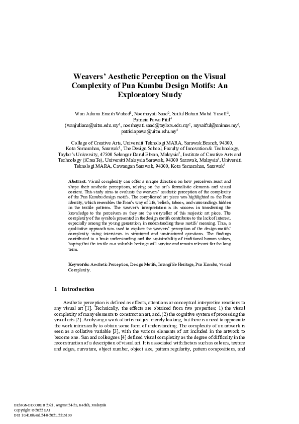 (PDF) Weavers’ Aesthetic Perception on the Visual Complexity of Pua ...