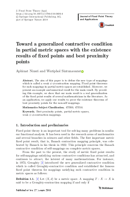 (PDF) Toward a generalized contractive condition in partial metric ...