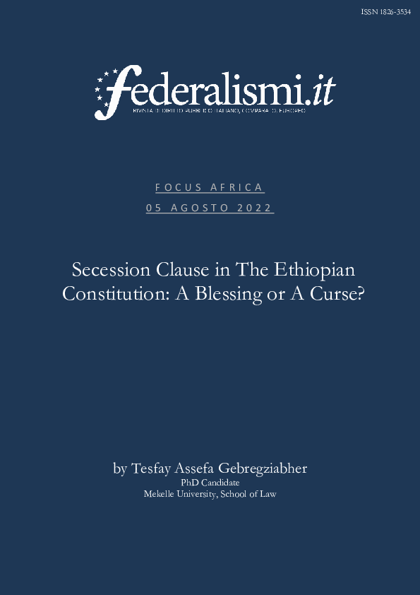 (PDF) Secession Clause in The Ethiopian Constitution: A Blessing or A Curse