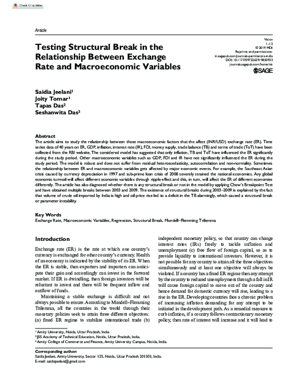 (PDF) Testing Structural Break in the Relationship Between Exchange ...