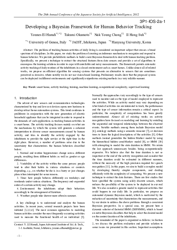 (PDF) Developing a Bayesian framework for human behavior tracking