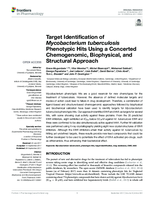 (PDF) Target Identification of Mycobacterium tuberculosis Phenotypic ...