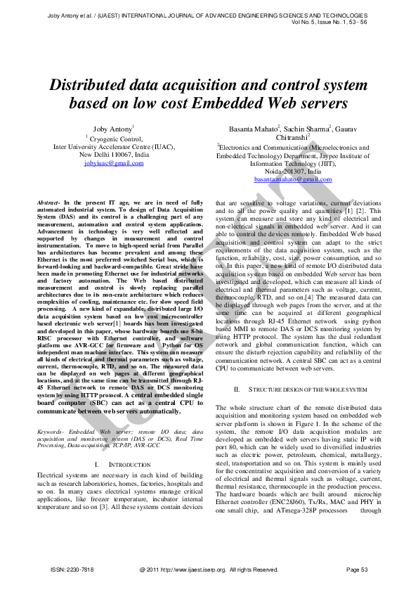 (PDF) Distributed data acquisition and control system based on low cost ...