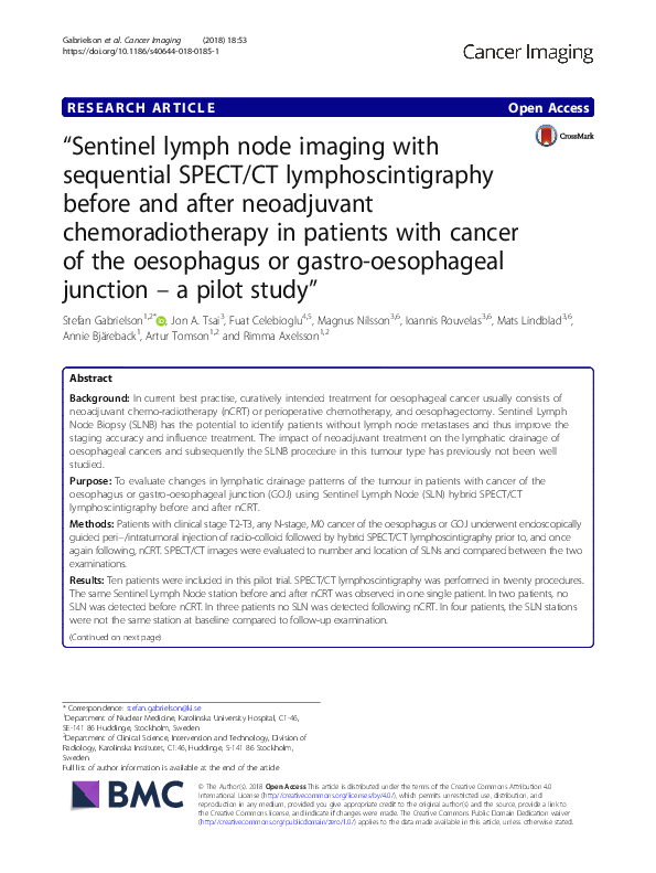 (PDF) “Sentinel lymph node imaging with sequential SPECT/CT ...