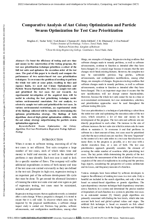 (PDF) Comparative Analysis of Ant Colony Optimization and Particle ...