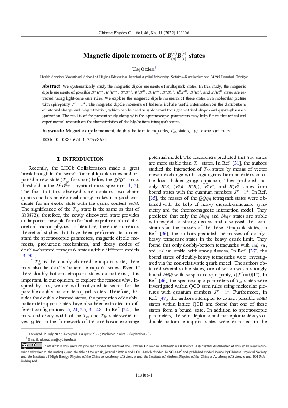 (PDF) Magnetic dipole moments of BsBs states