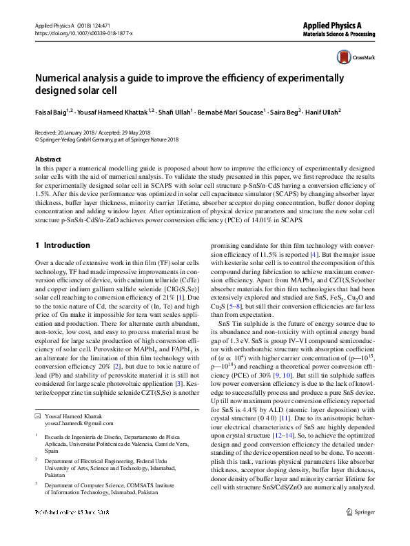 (PDF) Numerical analysis a guide to improve the efficiency of ...