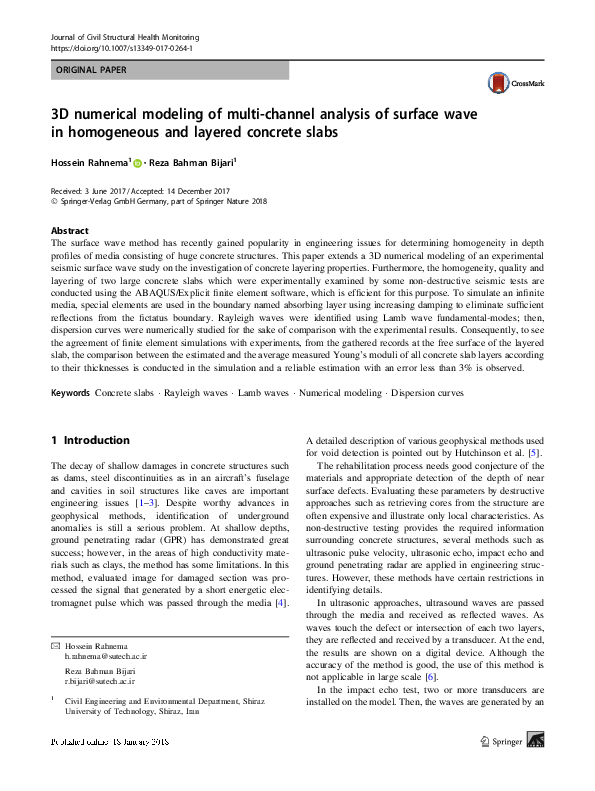 (PDF) 3D numerical modeling of multi-channel analysis of surface wave ...