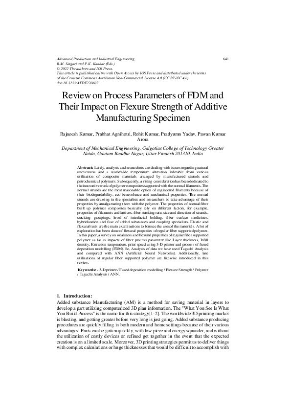 (PDF) Review on Process Parameters of FDM and Their Impact on Flexure ...