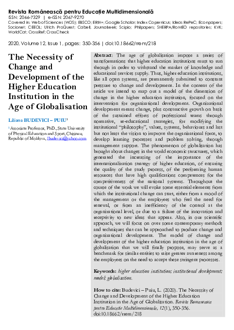 (PDF) The Necessity of Change and Development of the Higher Education ...