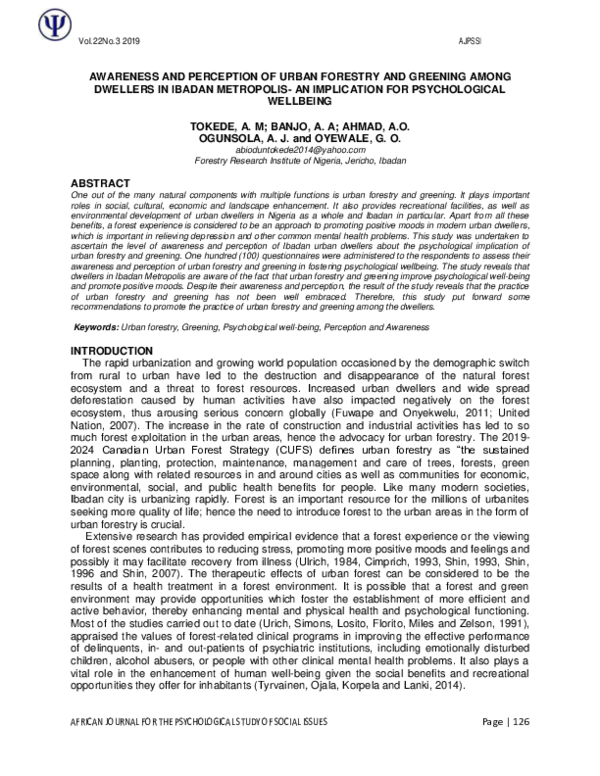 PDF) AFRICAN JOURNAL FOR THE PSYCHOLOGICAL STUDY OF SOCIAL ISSUES