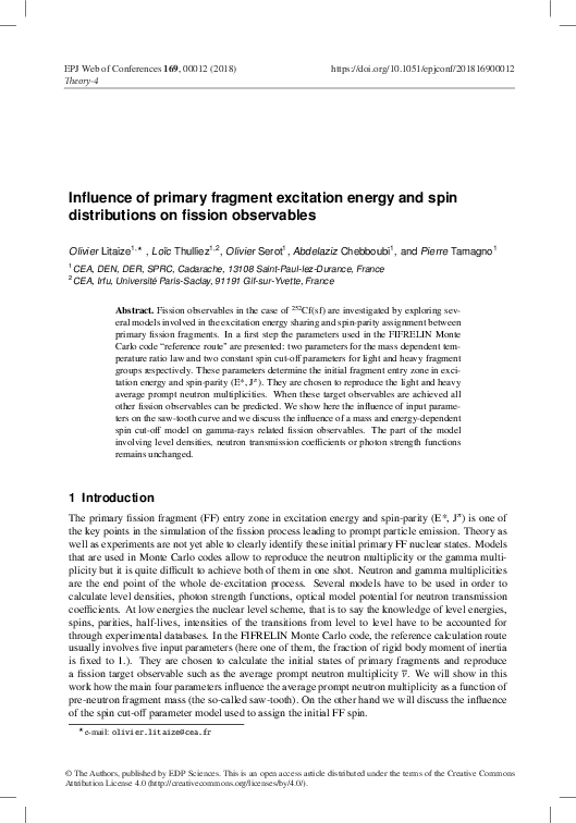 Influence of primary fragment excitation energy and spin distributions on fission observables