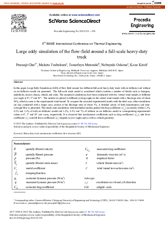 (PDF) Large Eddy Simulation of the Flow-Field around a Full-Scale Heavy ...
