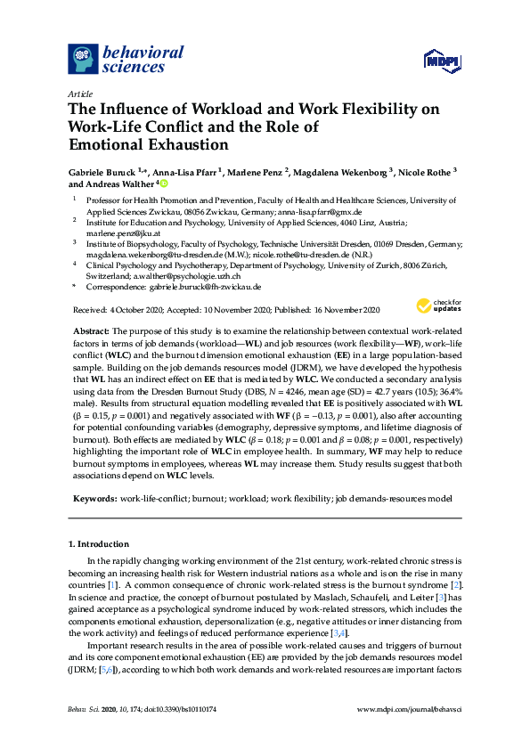 (PDF) The Influence of Workload and Work Flexibility on Work-Life ...