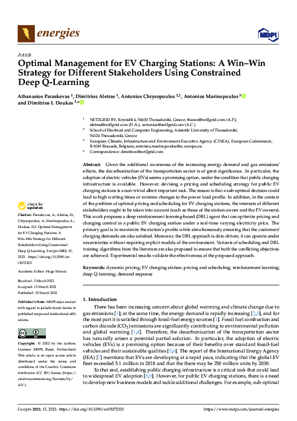 (PDF) Optimal Management for EV Charging Stations: A Win–Win Strategy ...