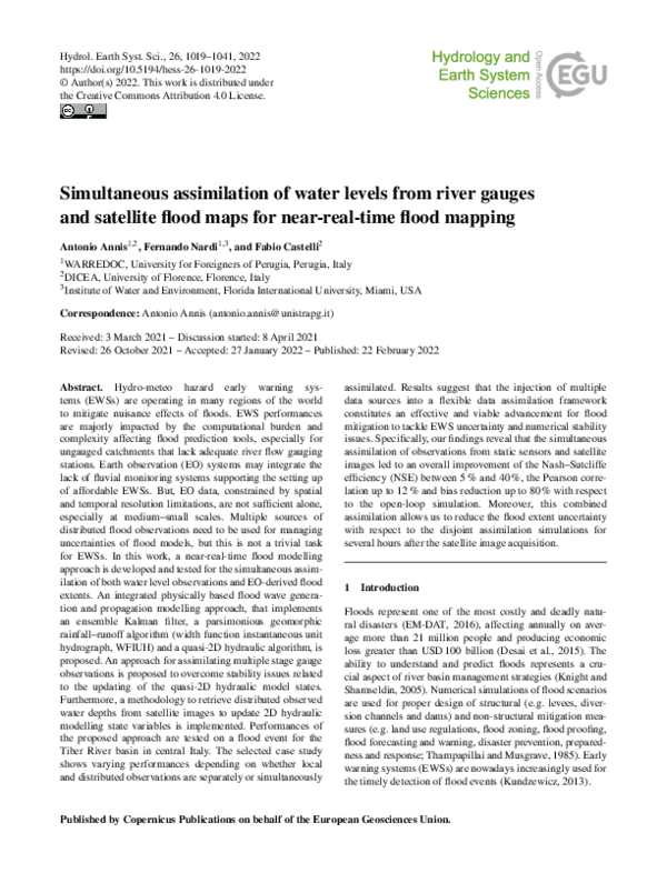 (PDF) Simultaneous assimilation of water levels from river gauges and ...