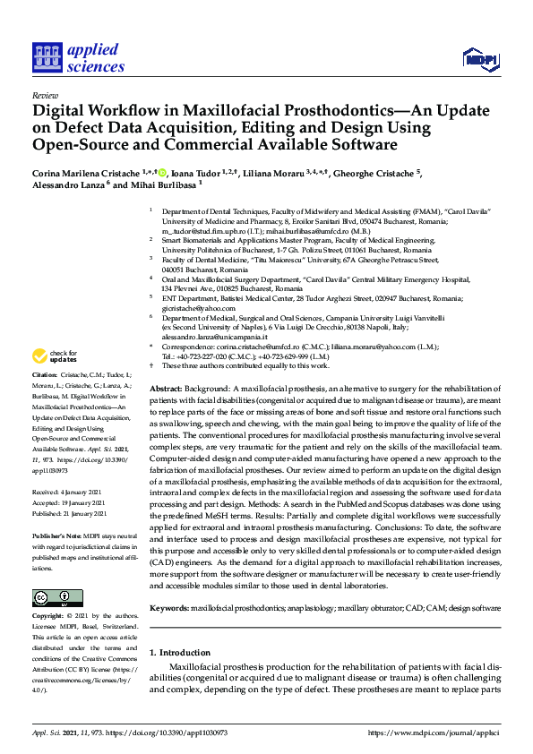 (PDF) Digital Workflow in Maxillofacial Prosthodontics—An Update on ...