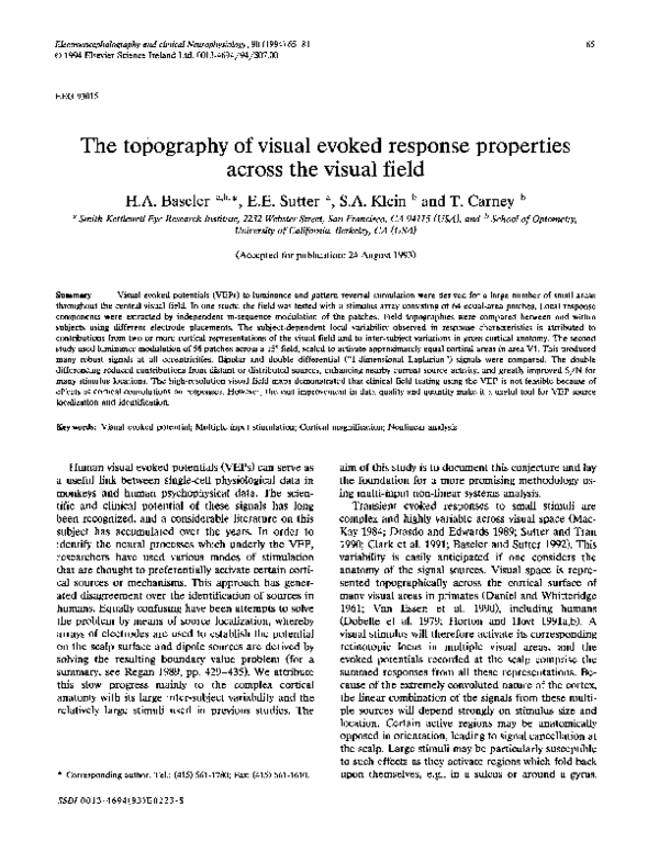 (PDF) The topography of visual evoked response properties across the ...