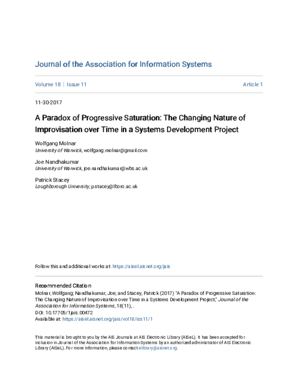 (PDF) A Paradox of Progressive Saturation: The Changing Nature of ...