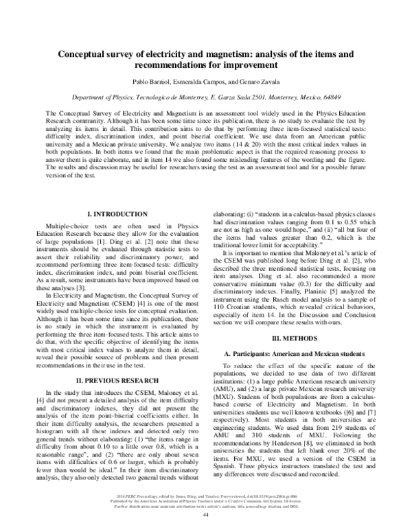 (PDF) Conceptual Survey of Electricity and Analysis of the