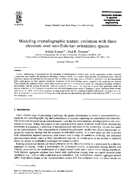 (PDF) Modeling crystallographic texture evolution with finite elements ...