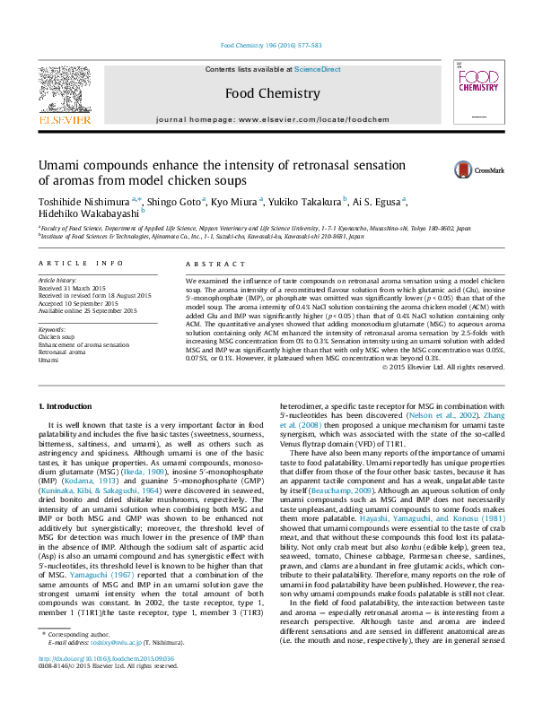 (PDF) Umami compounds enhance the intensity of retronasal sensation of ...