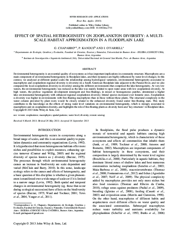 (PDF) Effect of Spatial Heterogeneity on Zooplankton Diversity: A Multi ...