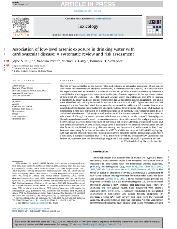 (PDF) Association of low-level arsenic exposure in drinking water with ...
