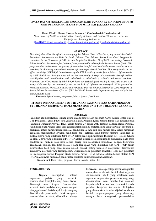(PDF) Upaya Dalam Pengelolan Program Kartu Jakarta Pintar Plus Oleh ...