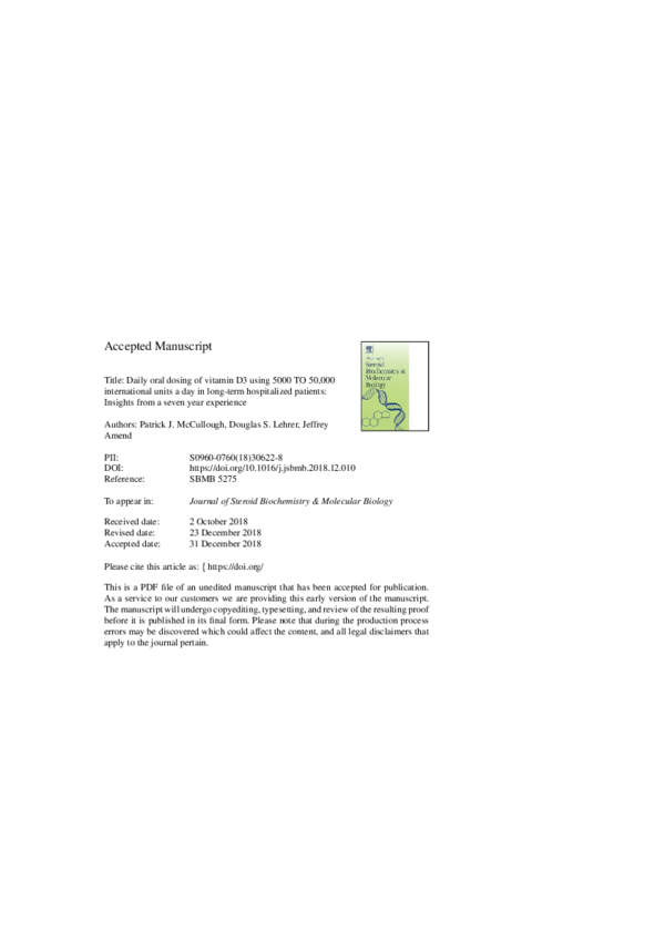 (PDF) Daily oral dosing of vitamin D3 using 5000 TO 50,000 ...