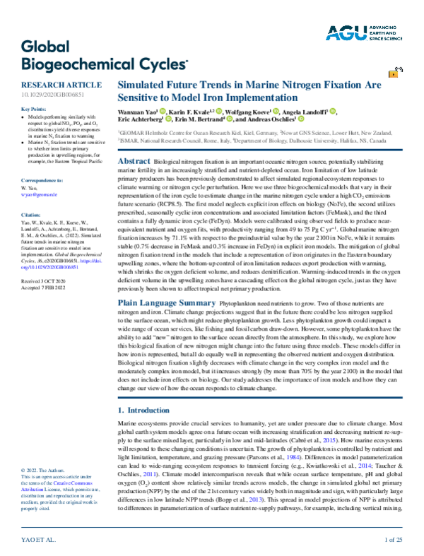 (PDF) Simulated Future Trends in Marine Nitrogen Fixation Are Sensitive ...