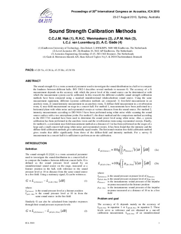 (PDF) Sound strength calibration methods