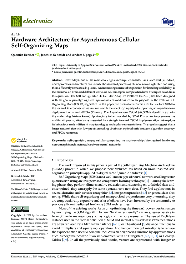 (PDF) Hardware Architecture for Asynchronous Cellular Self-Organizing Maps