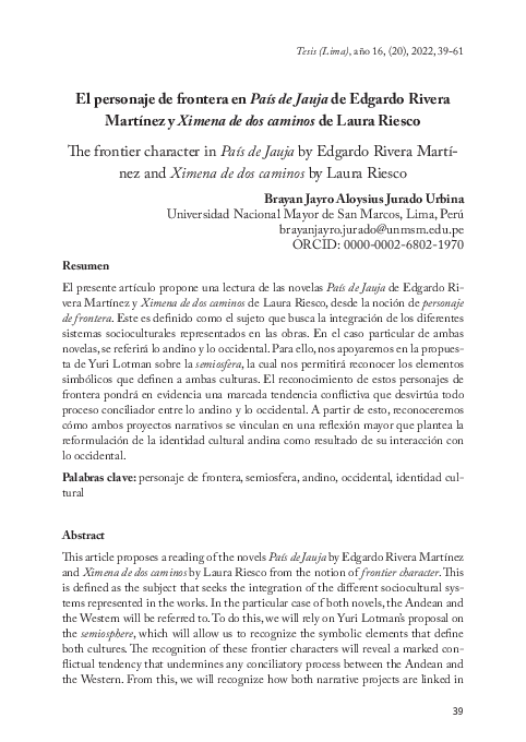 (PDF) El personaje de frontera en País de Jauja de Edgardo Rivera ...