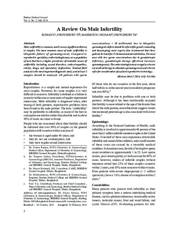 (PDF) A Review On Male Infertility