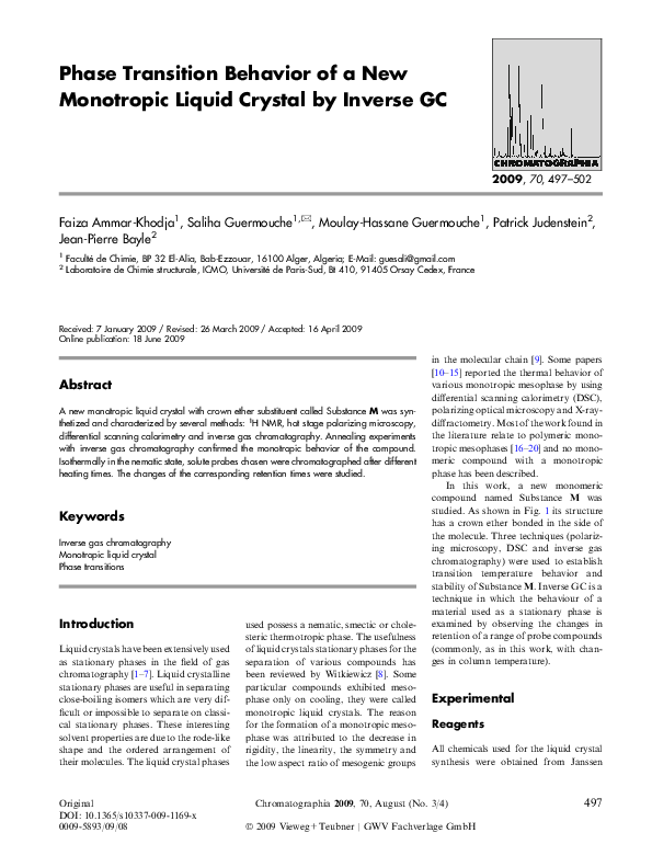 (PDF) Phase Transition Behavior of a New Monotropic Liquid Crystal by ...